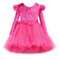 Flofallzique Baby Girls Velvet Dress Long Sleeves Ruffle Toddler Tulle Dress For Birthday Party (2,Hot Pink)