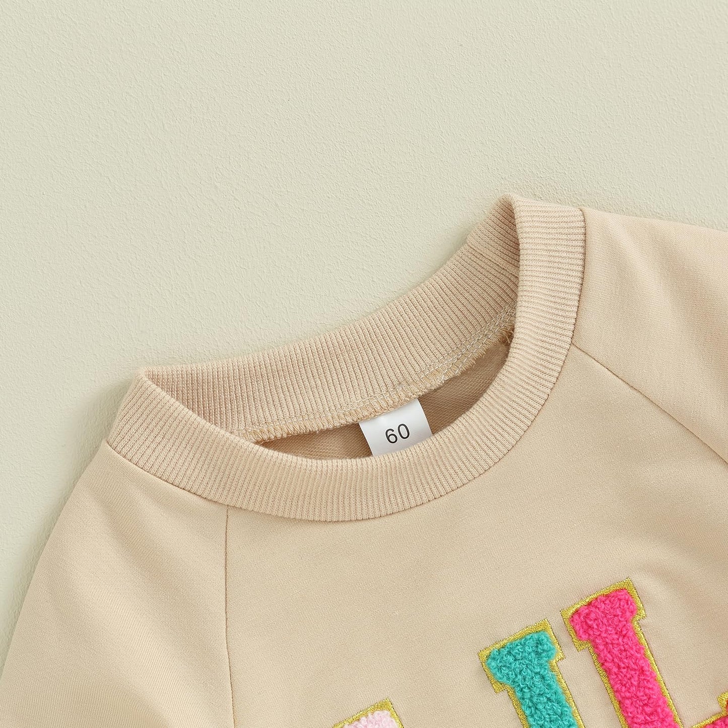 Visgogo Infant Baby Girls Big Lil Sis Matching Set Sweatshirt Romper Letter Embroidery Sweater Toddler Clothes (B-Apricot Lil Si
