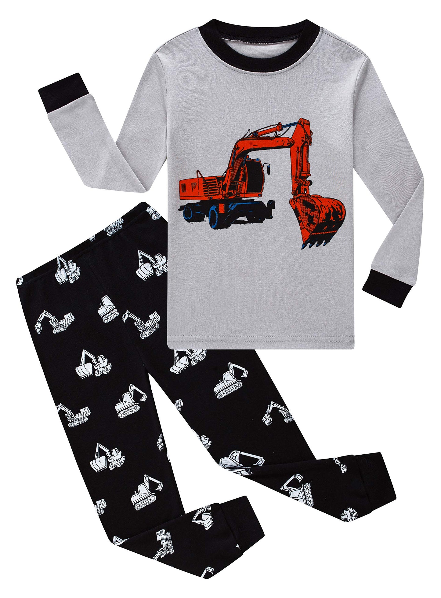 Family Feeling Excavator Baby Boys Long Sleeve Pajamas Sets Cotton Pyjamas Toddler Infant Kids 18-24 Months Grey