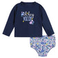 Gerber Baby Girl'S Toddler Long Sleeved Rashguard Swim Bathing Suit Set, Purple Floral Shell, 3-6 Months