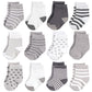 Hudson Baby Baby Boys Cotton Rich Newborn And Terry Casual Sock, Gray White Star, 6-12 Months Us