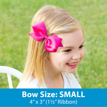 Wee Ones Girls' Small Bow 3 Pc Set Solid Grosgrain Variety Pack On A Weestay No-Slip Hair Clip - Red, Yellow And Green