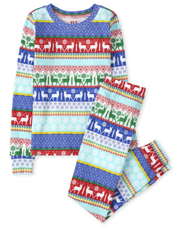 The Children'S Place Baby Kids 2 Piece Christmas Pajamas, Cotton, Multi Fairisle, 16