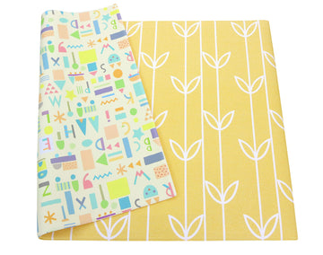 Baby Care Play Mat (Large, Sea Petals - Yellow) 82'' X 55'' Original One-Piece Reversible Rollable Waterproof Play Mat For Infan