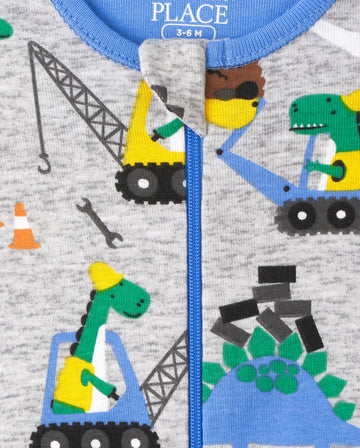 The Children'S Place,Dino Stretchie Pajamas,H/T Mist,9-12Mos