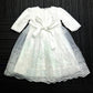 Baby Girls Long Sleeve Christening Dress Classic Embroidered Baptism Tulle Dress With Bonnet Ivory Size 6M