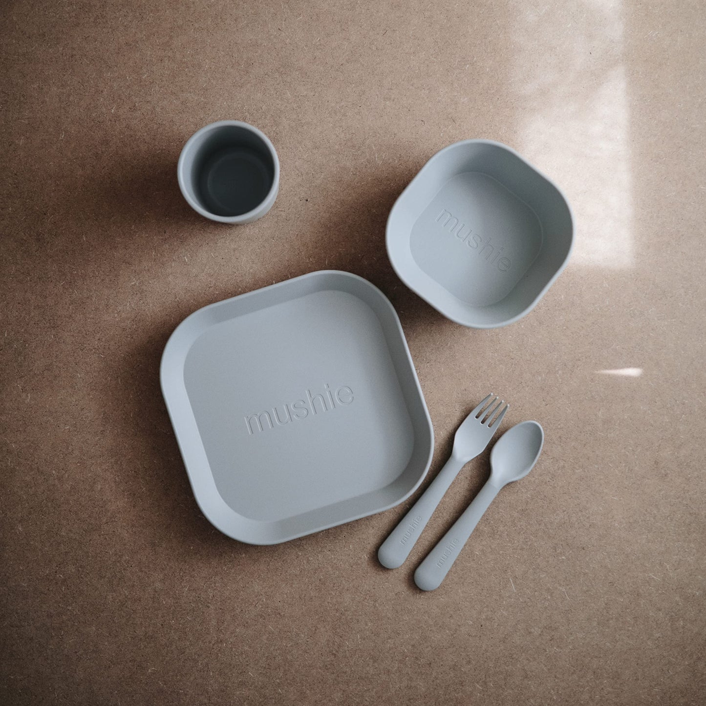 Mushie Square Dinnerware Bowls For Kids | Made In Denmark, Set Of 2 (Cloud)