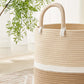 Kakamay Large Blanket Basket (18 'X18 'X16 '),Woven Baby Laundry Hamper For Storage, Cotton Rope Blankets Baskets For Nursery
