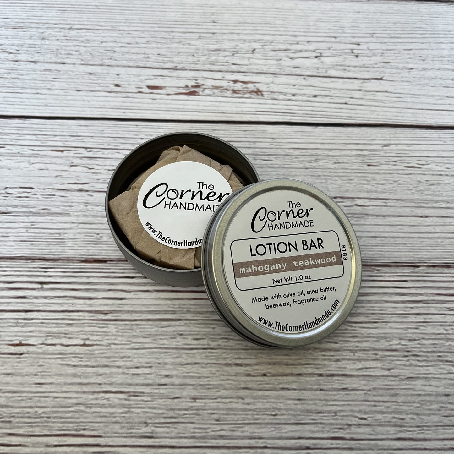 The Corner Handmade Lotion Bar Moisturizer With Beeswax And Shea Butter For Dry Skin, 1 Ounce (Mahogany Teakwood)