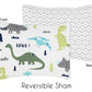 Navy Blue And Green Modern Dinosaur Boys Or Girls 5 Piece Toddler Bedding Comforter Sheet Set