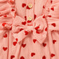 Grnshts Valentine'S Day Newborn Baby Girl Clothes Ruffle Heart Print Romper Long Sleeve Button Bodysuit+Hairband+Socks 3Pcs Outf