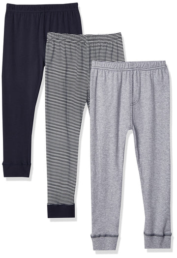 Luvable Friends Unisex Baby Cotton Pants, Stripe Navy Gray, 0-3 Months