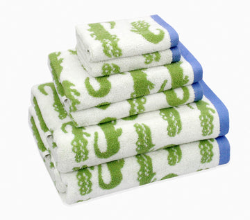 Original Kids 6 Piece Towel Set - Bath Time In A While Crocodile- 2 Bath Towels, 2 Hand Towels, 2 Washcloths In Bonus Tote Bag -