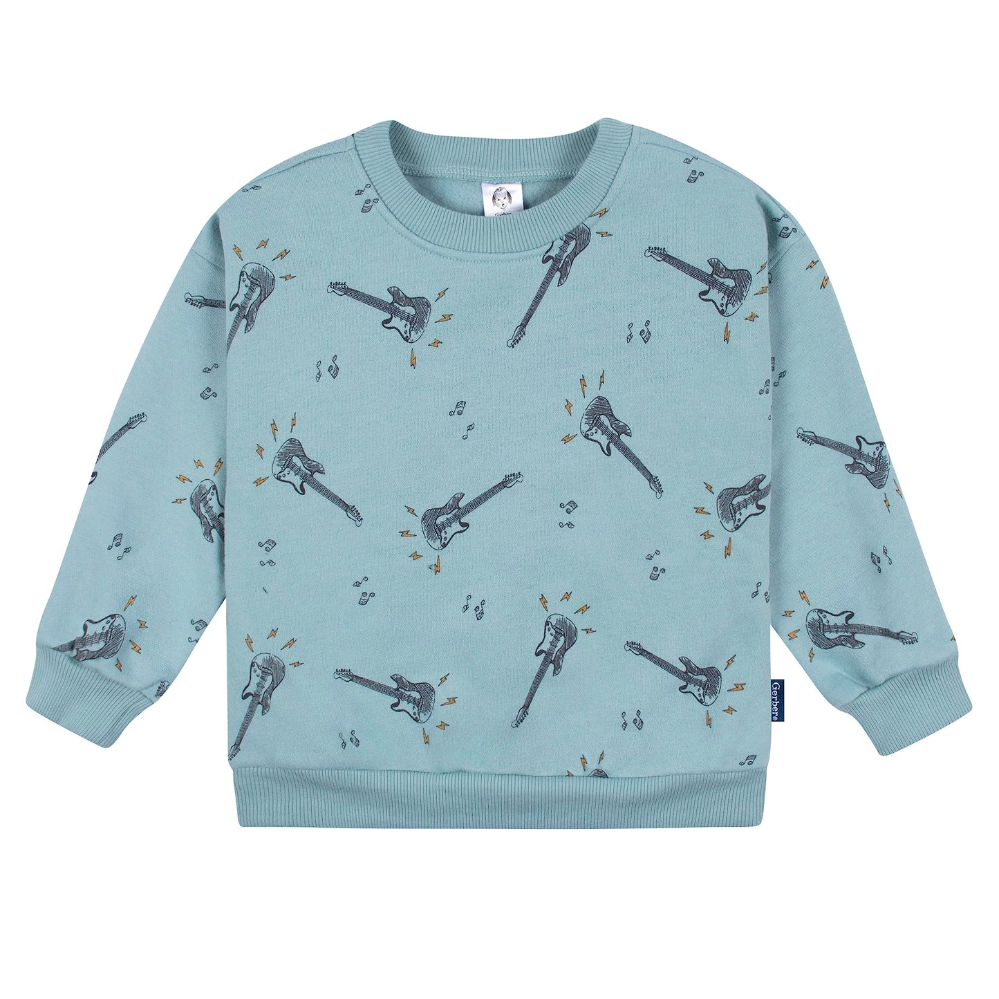 Gerber Baby Boys Toddler 2-Piece Fleece Sweatshirt And Jogger Set, Teal Guitars, 5T
