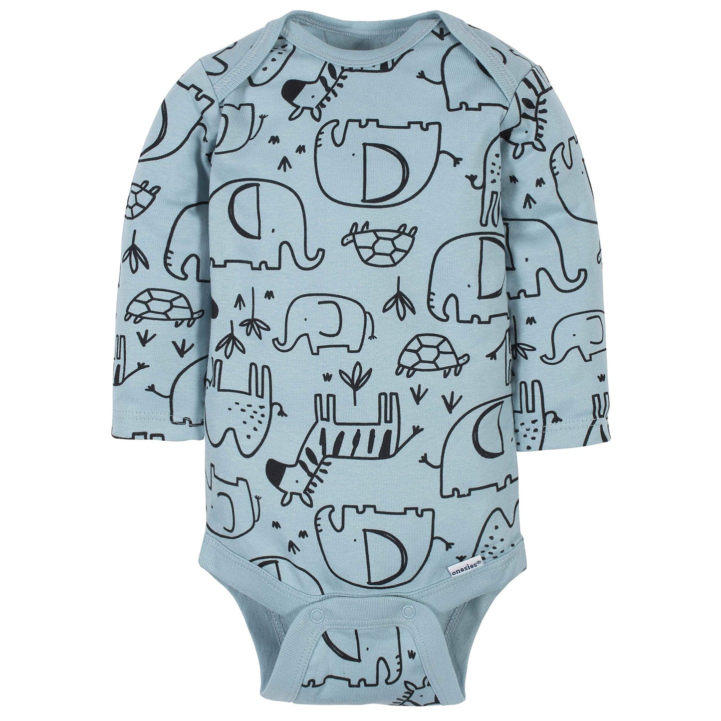 Gerber Baby Boys' 6-Pack Long-Sleeve Onesies Bodysuit, Jungle Blue, 6-9 Months