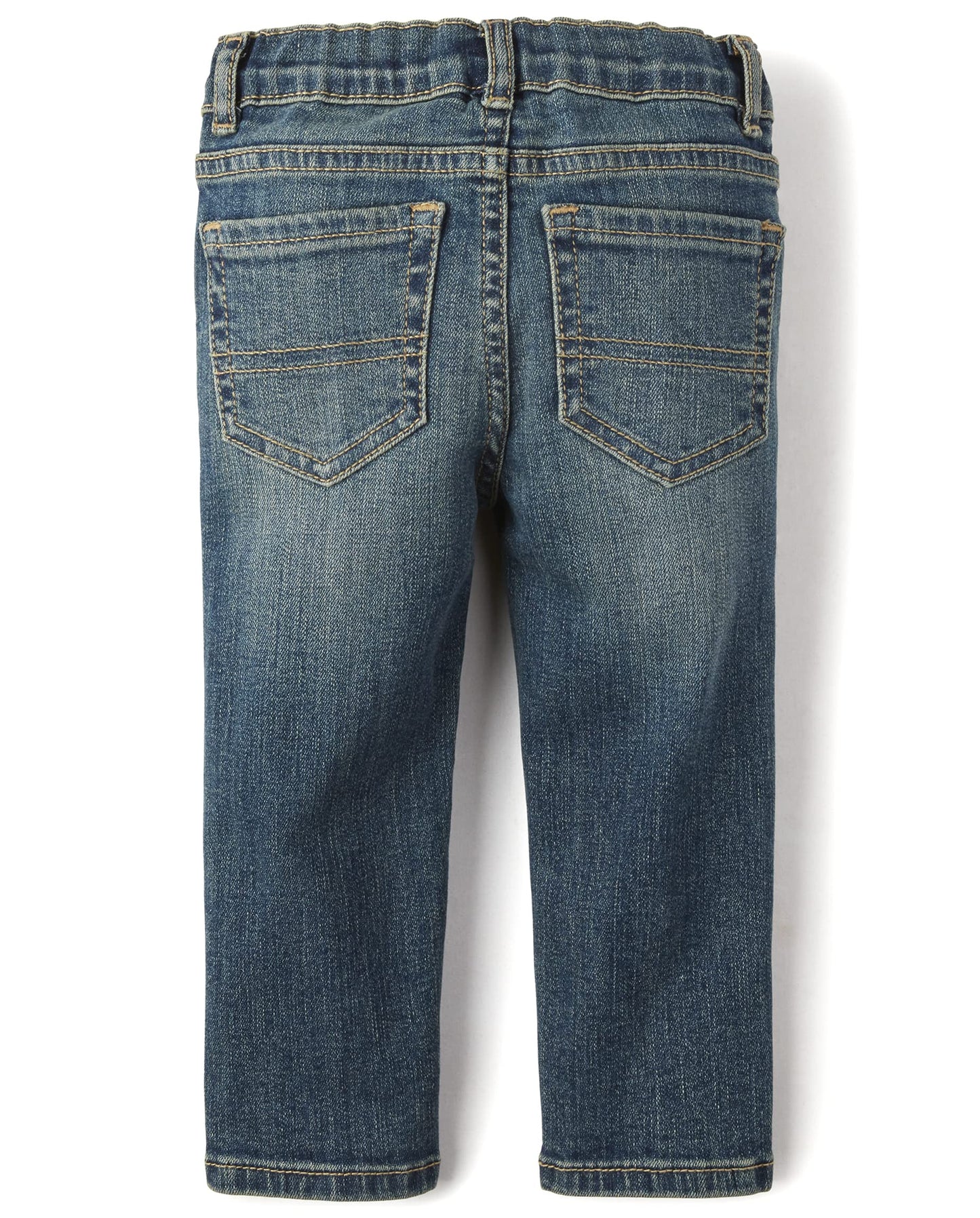 The Children'S Place Baby Boys And Toddler Stretch Straight Leg Jeans, Aged Indigo/Lt Med Stone 2 Pack, 9-12 Months Us