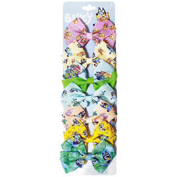 Bluey Kids Hair Bows - Hair Accessories Gift Set- 7 Pcs 4 Inch Bow Bundle- For Girls- Different Print On Each Clip- Alligator Cl