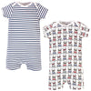 Hudson Baby Unisex Baby Cotton Rompers, French Dog 2-Pack, 0-3 Months