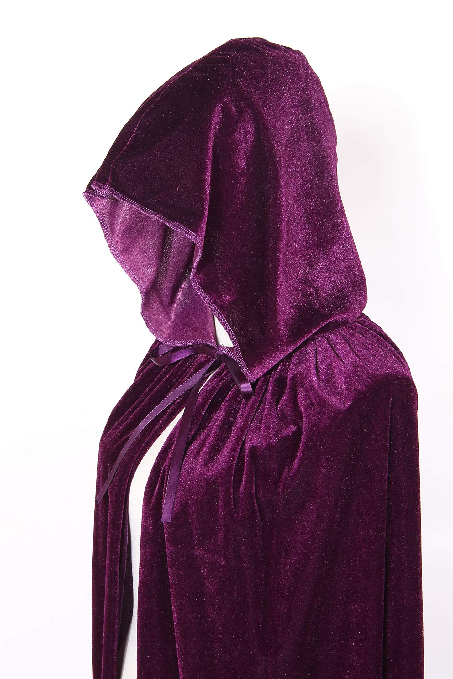 Bigxian Kids Hooded Velvet Cloak Halloween Christmas Cosplay Fancy Cape Dark Purple