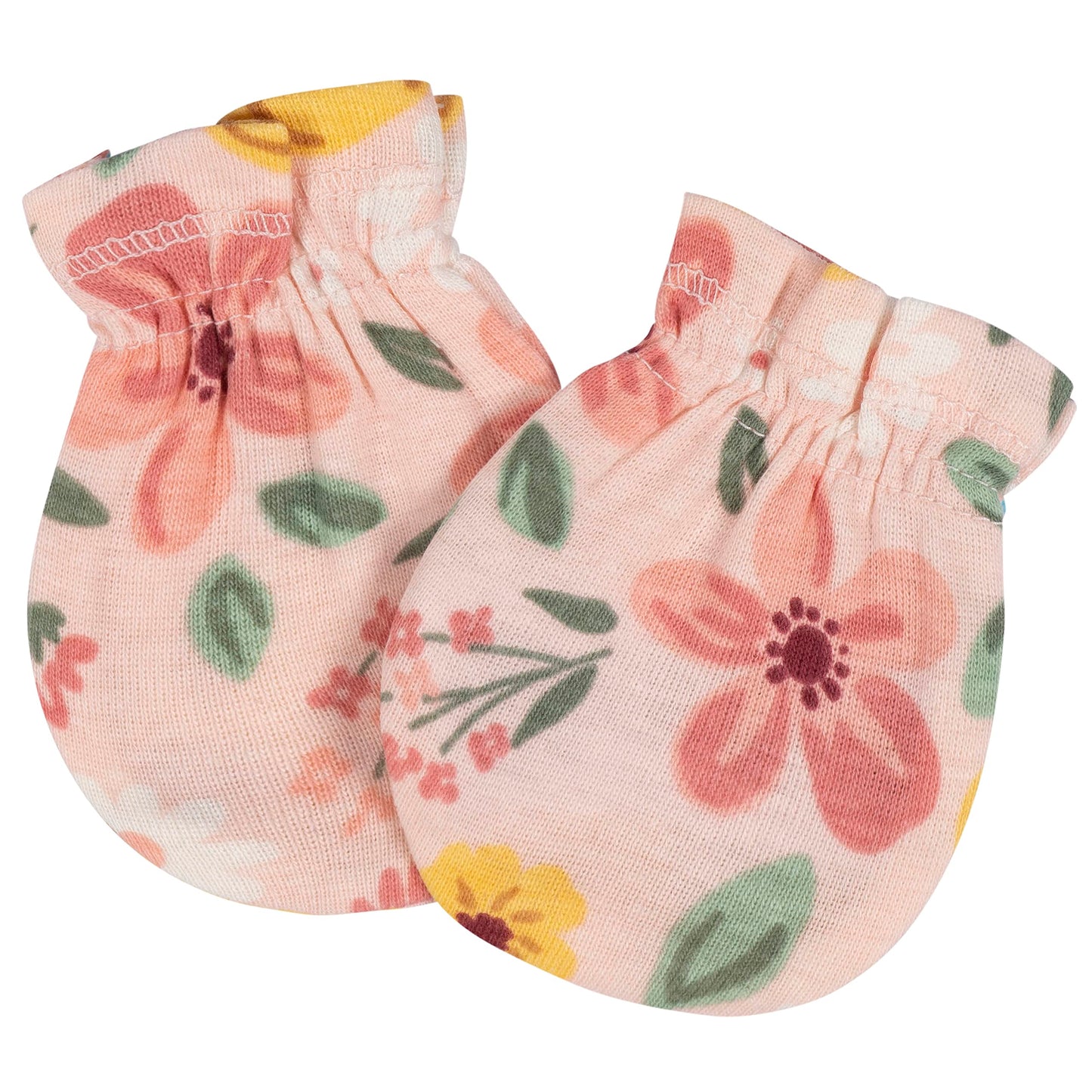 Gerber Baby Girls Cap And Mitten Sets Golden Floral Newborn