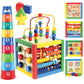 Wooden Activity Play Cube 6 in-1 for Baby with Removable Bead Maze, Shape Sorter, Abacus Counting Beads & Numbers, Sliding Shape