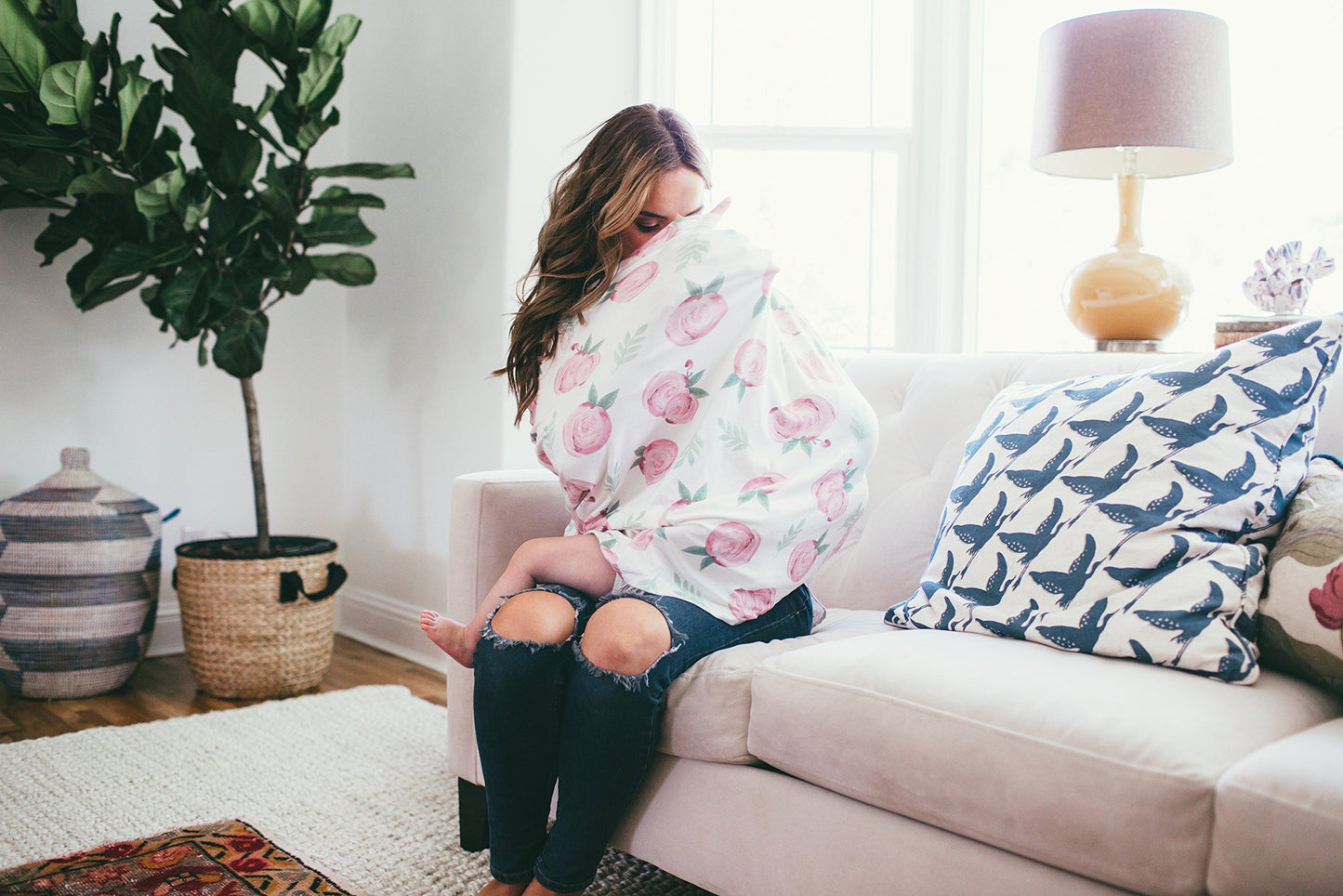 Baby Car Seat Cover Canopy And Nursing Cover Multi-Use Stretchy 5 In 1 Gift 'Scarlet' By Copper Pearl