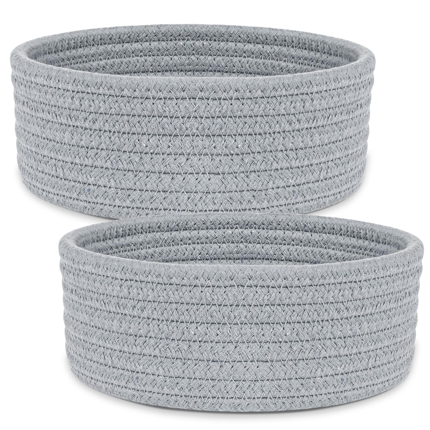 Abenkle 2 Pack Small Baskets, Cotton Rope Woven Basket, Cute Mini Tiny Storage Baskets, Decorative Boho Basket For Nursery Livin