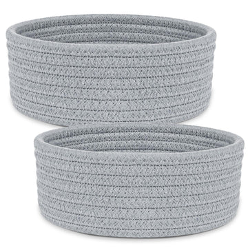 Abenkle 2 Pack Small Baskets, Cotton Rope Woven Basket, Cute Mini Tiny Storage Baskets, Decorative Boho Basket For Nursery Livin
