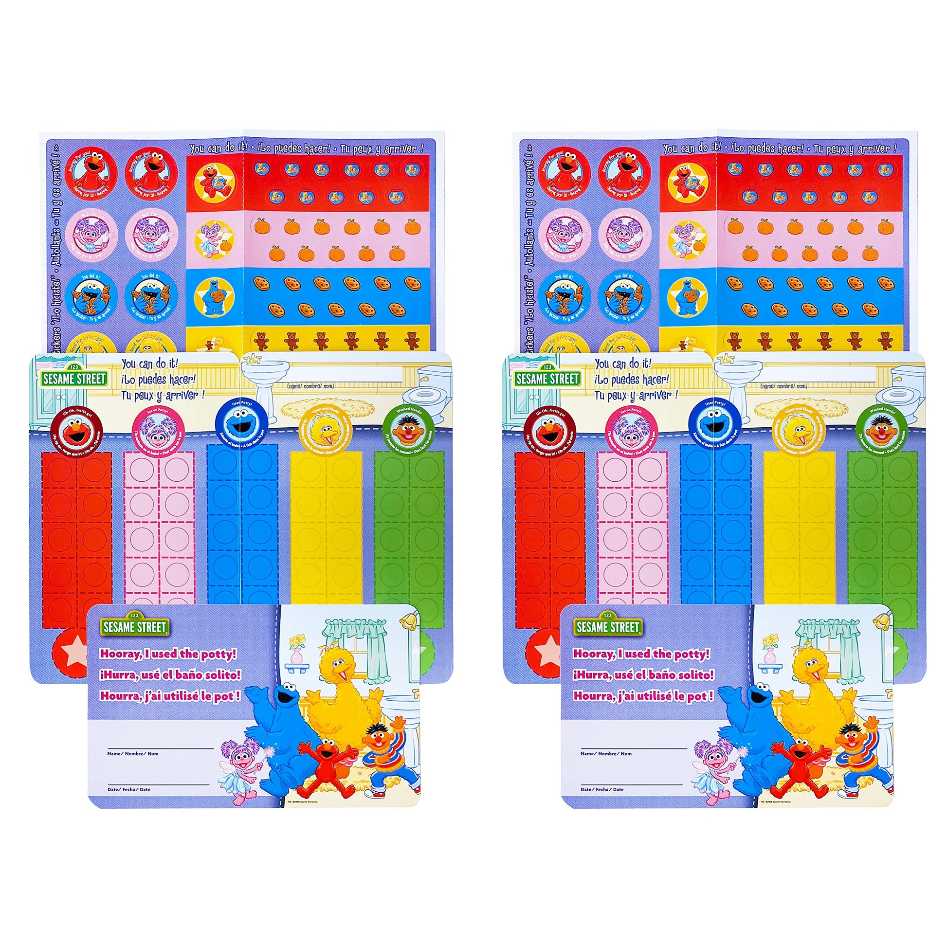 Sesame Street Potty Training Stickers Rewards Kit for Kids Learning to Use The Toilet, Multicolor, 2 Piece