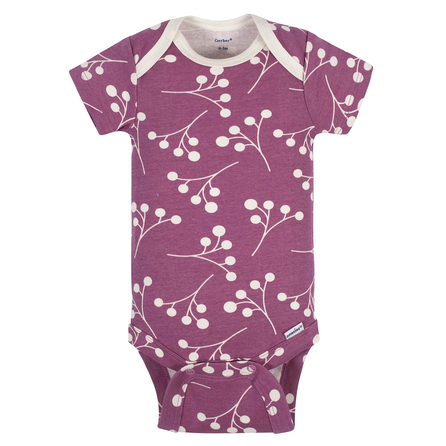 Grow By Gerber Baby Girls 5-Pack Short-Sleeve Onesies Bodysuits, Grey/Pink/Ivory, 6-9 Months