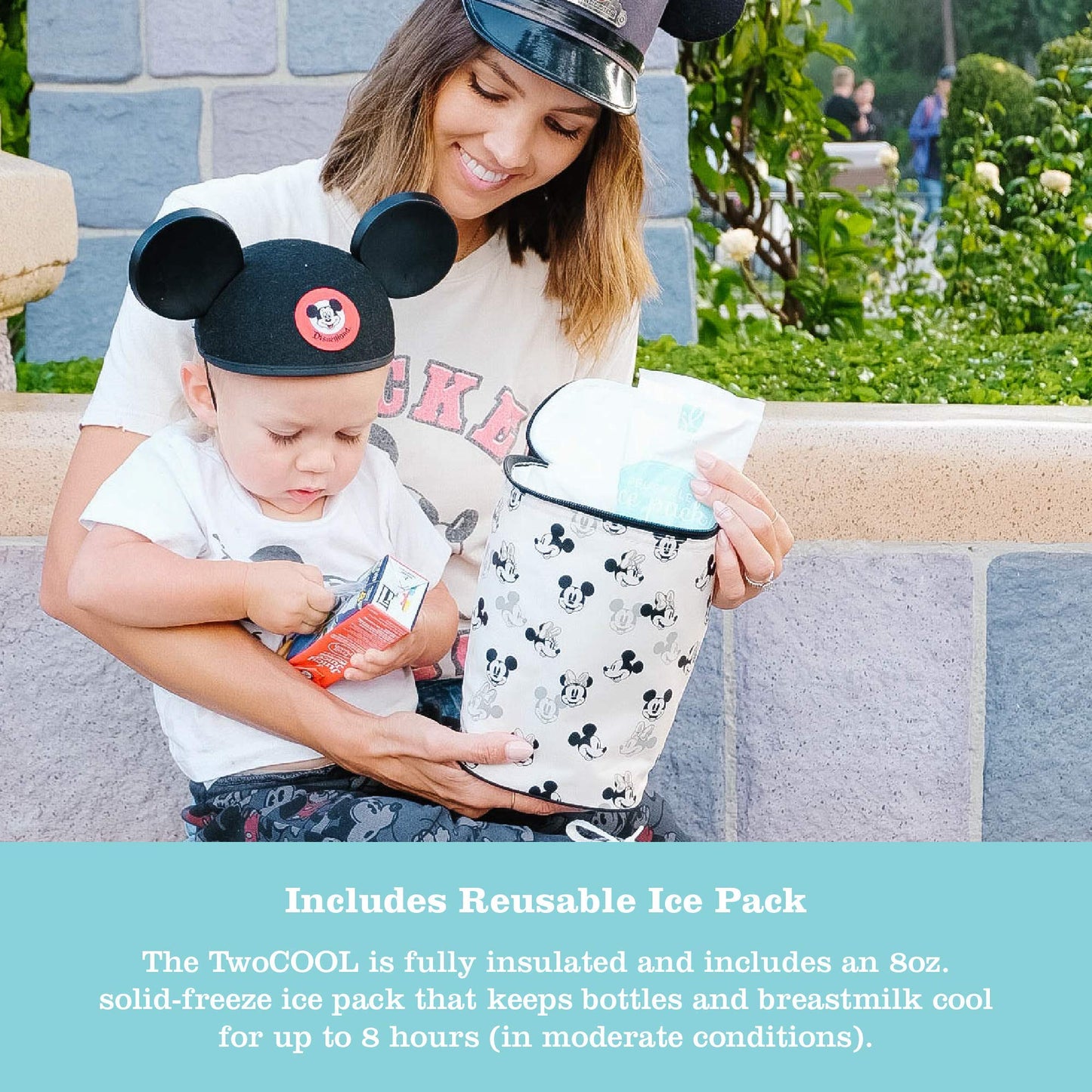 Disney Baby By J.L. Childress Twocool Breastmilk Cooler - Double Baby Bottle & Food Bag - Ice Pack Included - Fits 2-4 Bottles -