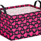 KUNRO Rectang Heart Pattern Valentines Storage Basket Gift Shelf Basket Storage Bin, Nursery Basket Organizer Box for With Hand