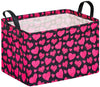 KUNRO Rectang Heart Pattern Valentines Storage Basket Gift Shelf Basket Storage Bin, Nursery Basket Organizer Box for With Hand