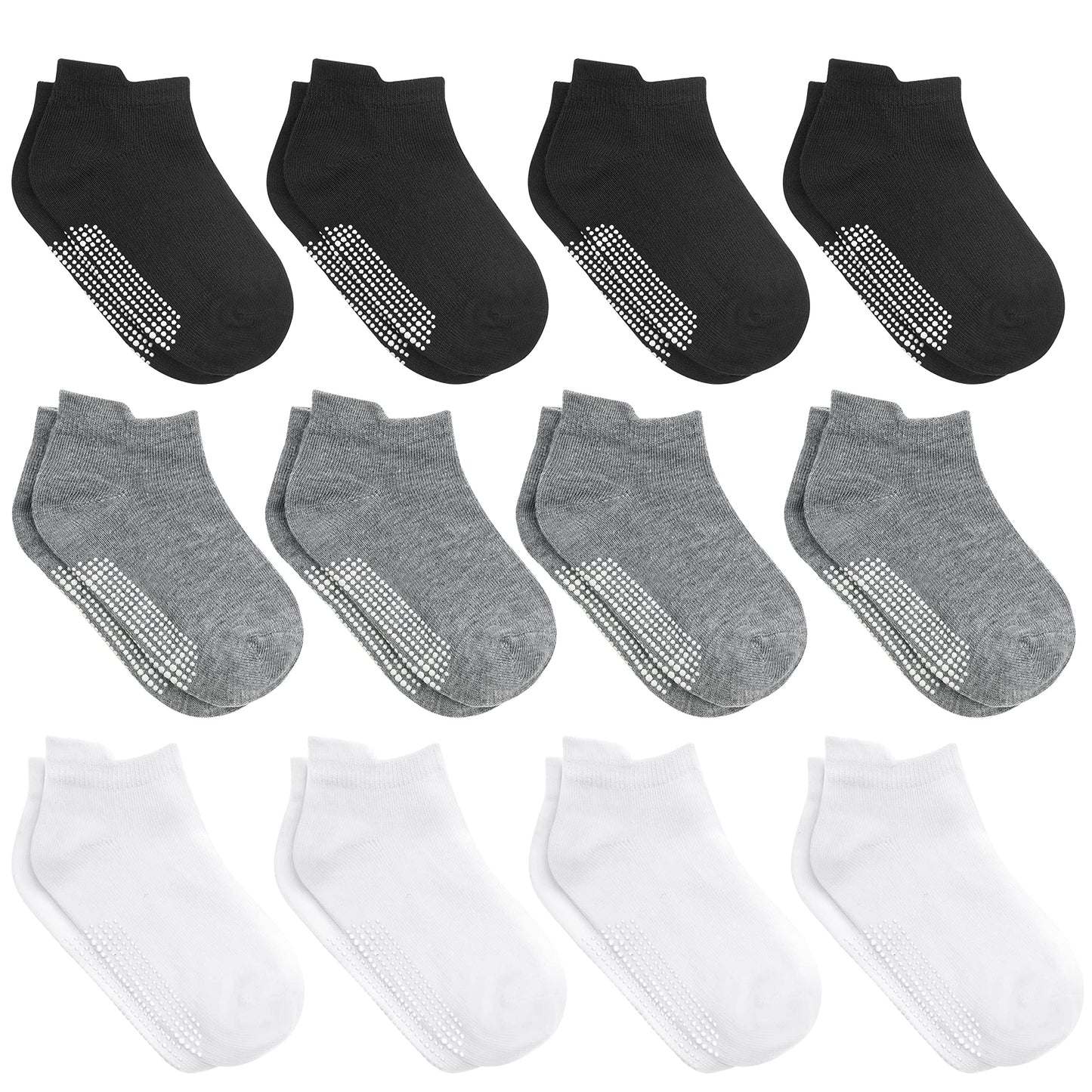 Debra Weitzner 12 Pairs Non-Slip Toddler Ankle Socks With Grips For Baby Boys And Girls Anti-Slip Socks For Infant'S Kids