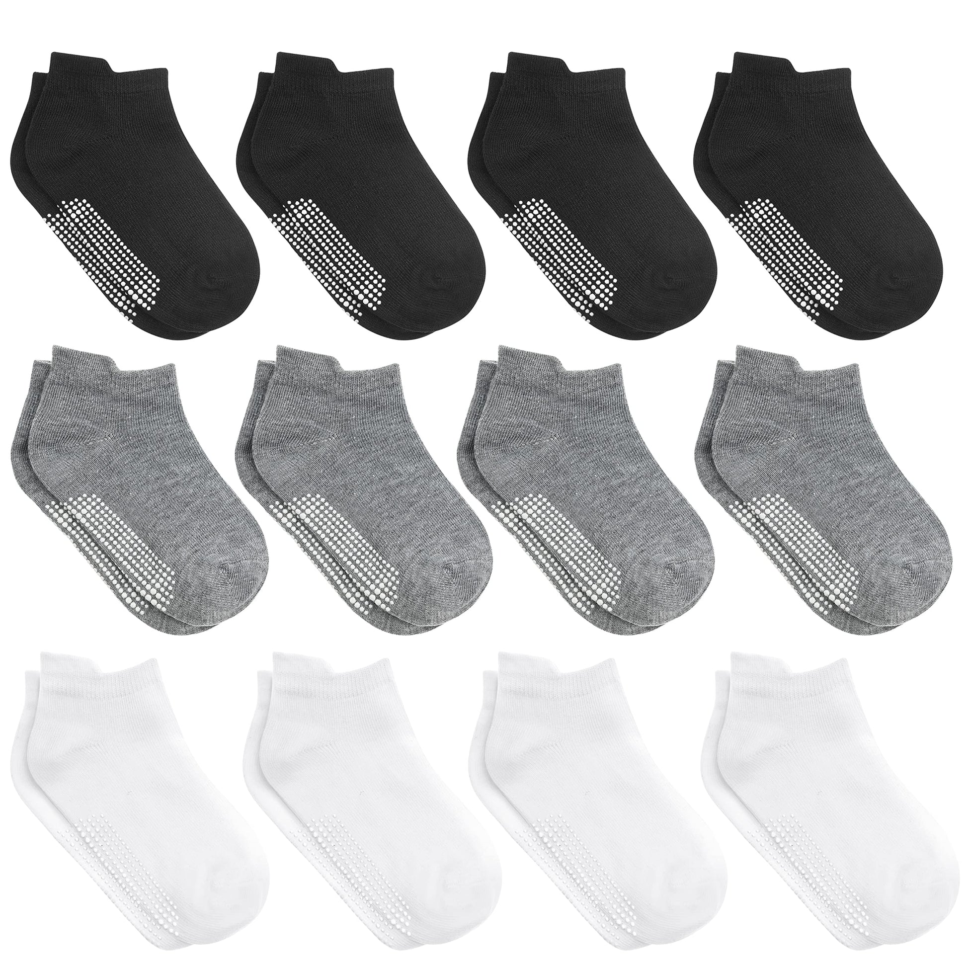 Debra Weitzner 12 Pairs Non-Slip Toddler Ankle Socks With Grips For Baby Boys And Girls Anti-Slip Socks For Infant'S Kids