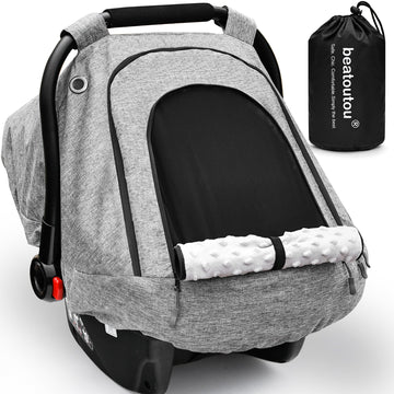 beatoutou Baby Car Seat Cover,Patented Waterproof Baby Carseat Cover for Boys & Girls,Infant Car Seat Cover Canopy for Girls,Win