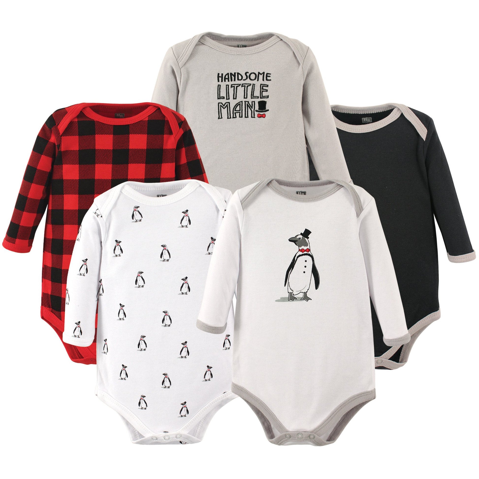 Hudson Baby Unisex Baby Cotton Long-Sleeve Bodysuits, Penguin, 18-24 Months Us