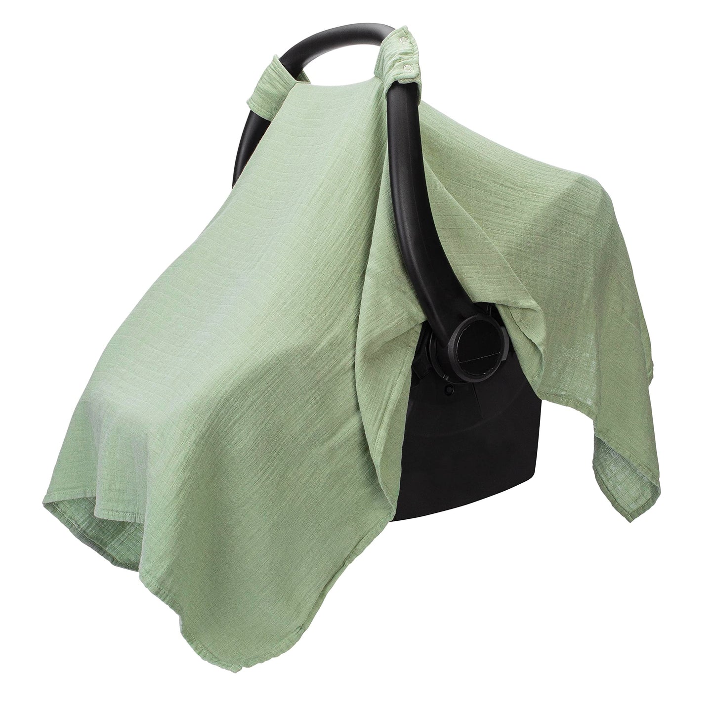 Muslin Cotton Baby Car Seat Cover, Universal Fit Carseat Canopy Covers For Babies, Girls And Boys By Comfy Cubs (Sage)