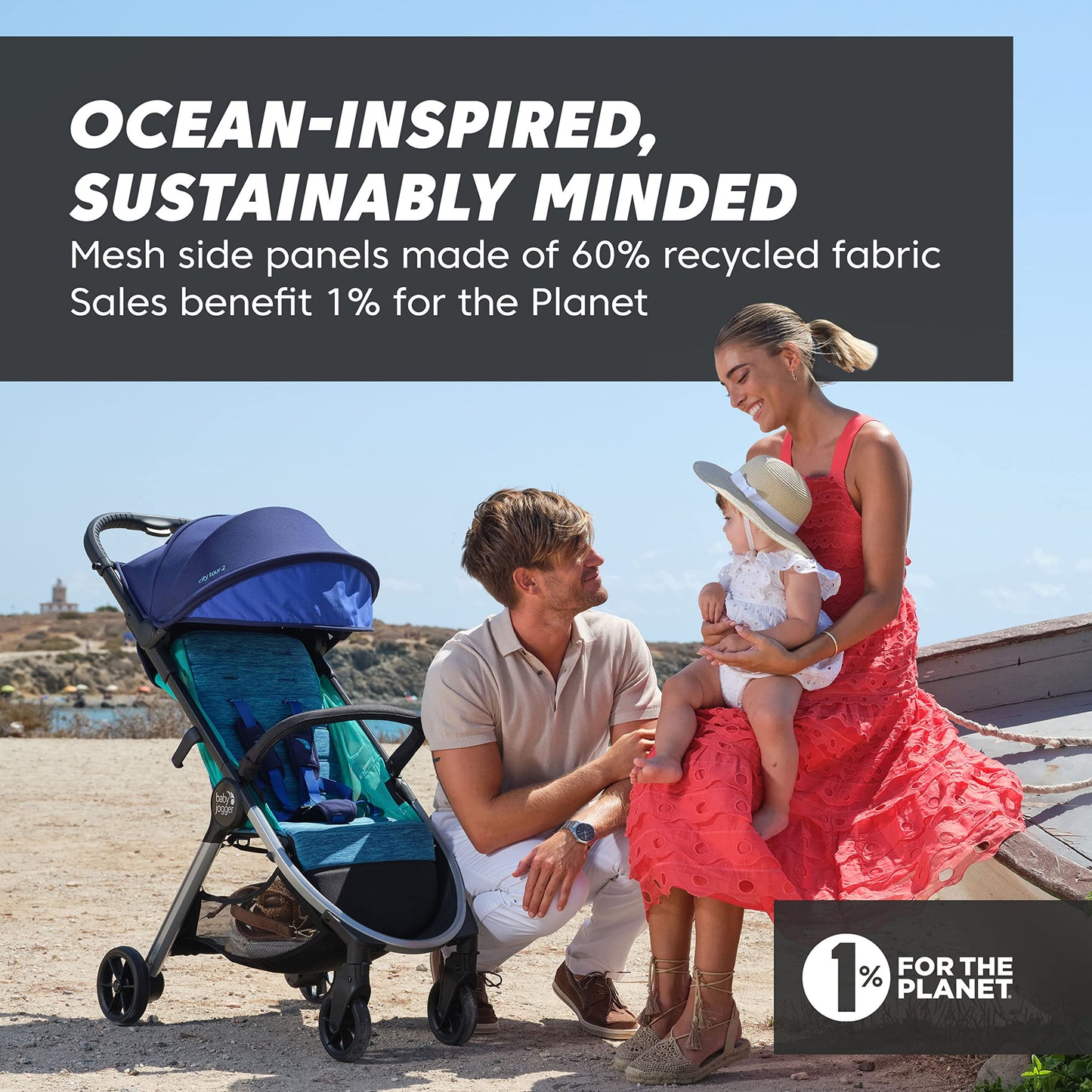 Baby Jogger City Tour 2 Ultra-Compact, Carry-On Approved Travel Stroller In Costal With Belly-Bar, Lightweight, Easy Fold, Ideal