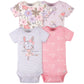 Gerber Baby Girls 4-Pack Short Sleeve Onesies Bodysuits, Bunny Ballerina Purple, 12 Months