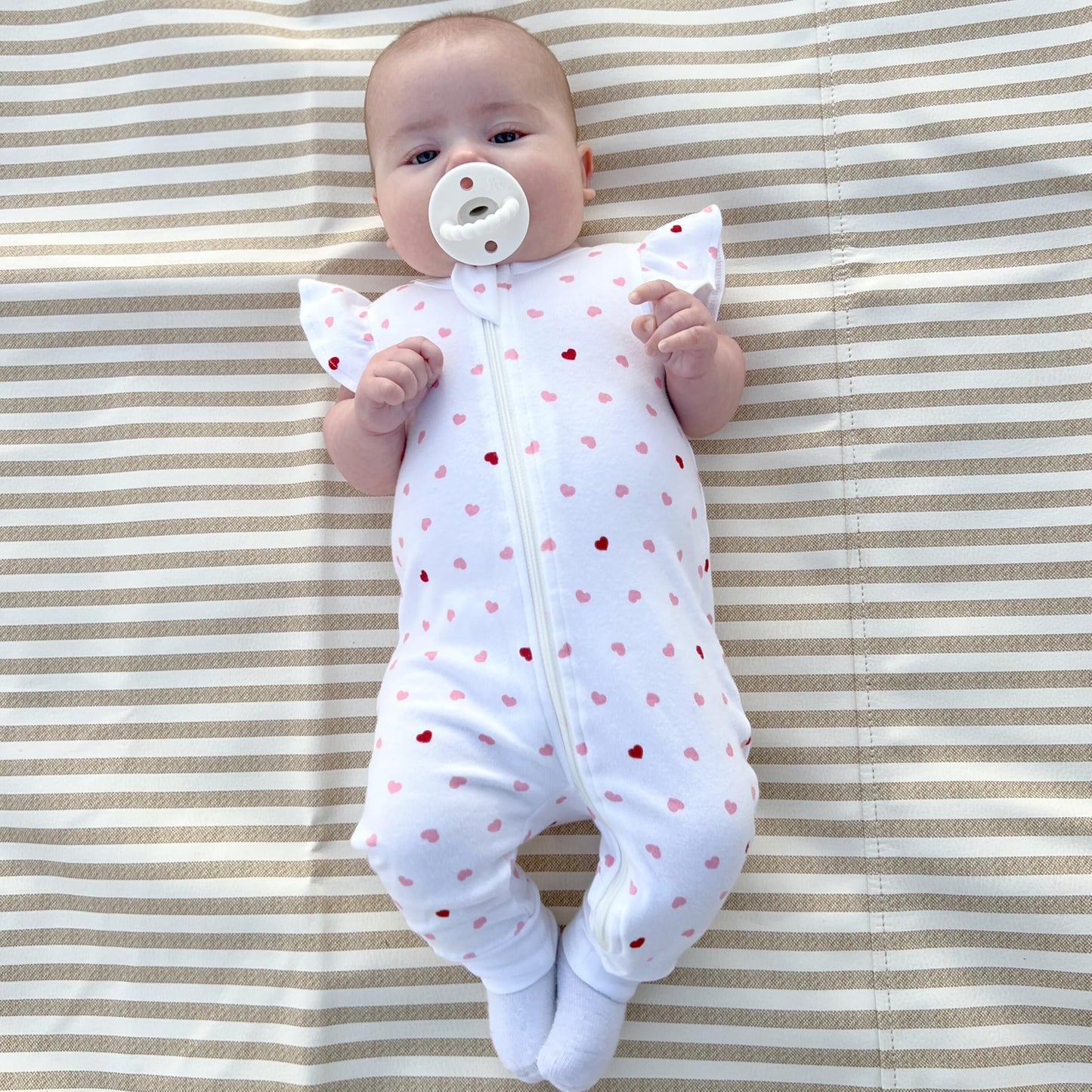 Owlivia Baby Boy Romper, Unisex Short-Sleeve Summer Outfit, 100% Organic Cotton Boy One-Piece Jumpsuit(3-6 Months, Ruffle Pink H