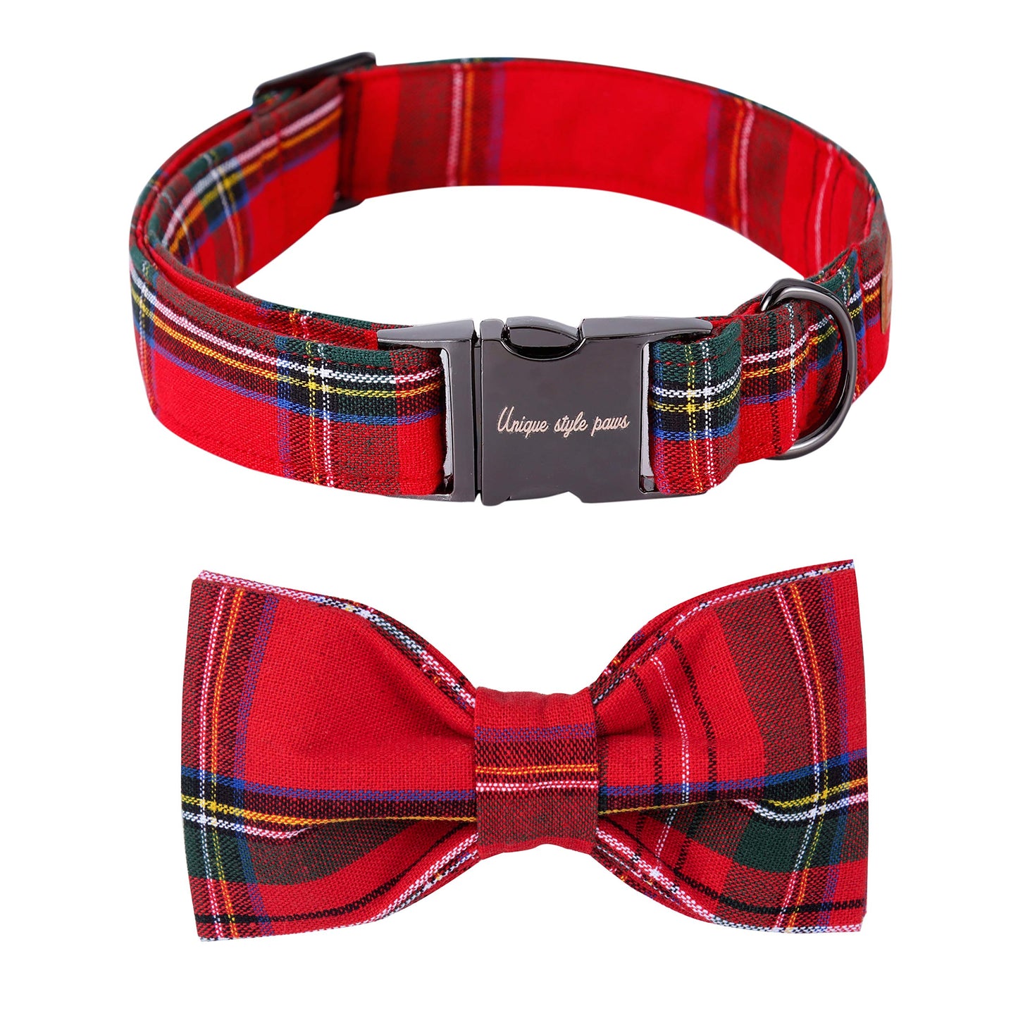 Unique Style Paws Christmas Dog And Cat Collar With Bow Pet Gift Adjustable Soft And Comfy Bowtie Collars For Small Medium Large
