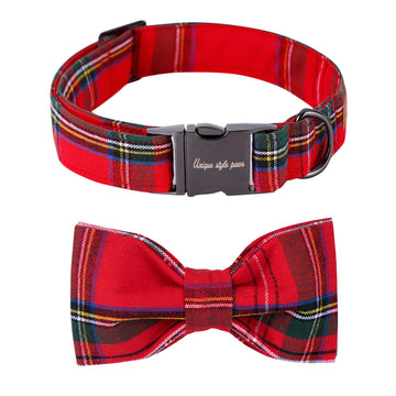 Unique Style Paws Christmas Dog And Cat Collar With Bow Pet Gift Adjustable Soft And Comfy Bowtie Collars For Small Medium Large