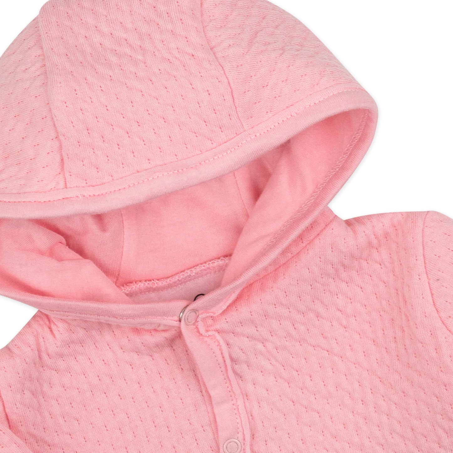 Honestbaby Organic Cotton Matelasse Snap-Front Hooded Jacket, Pink, 0-3 Months