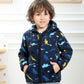 Feidoog Toddler Polar Fleece Jacket Hooded Baby Boys Girls Autumn Winter Long Sleeve Thick Warm Outerwear,Blue Dinosaur,1-2T