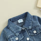 Visgogo Toddler Baby Girl Jacket Big Sis Matching Set Embroidery Jean Long Sleeve Cardigan Button Denim Coat (Blue-Big Sis, 18-2