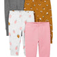 Simple Joys By Carter'S Baby Girls' 4-Pack Pant, Brown Floral/Grey Heather/Light Grey Strawberry/Pink Heather, 12 Months