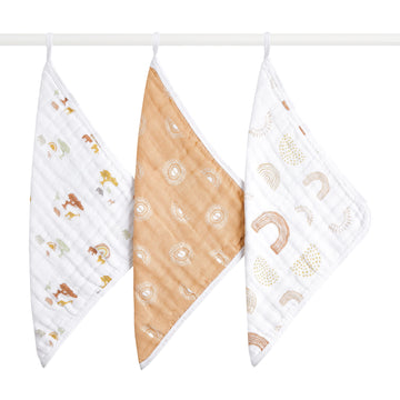 Aden + Anais Classic Boutique Washcloth Set, Super Soft 100% Cotton Muslin, 3-Pack, Keep Rising