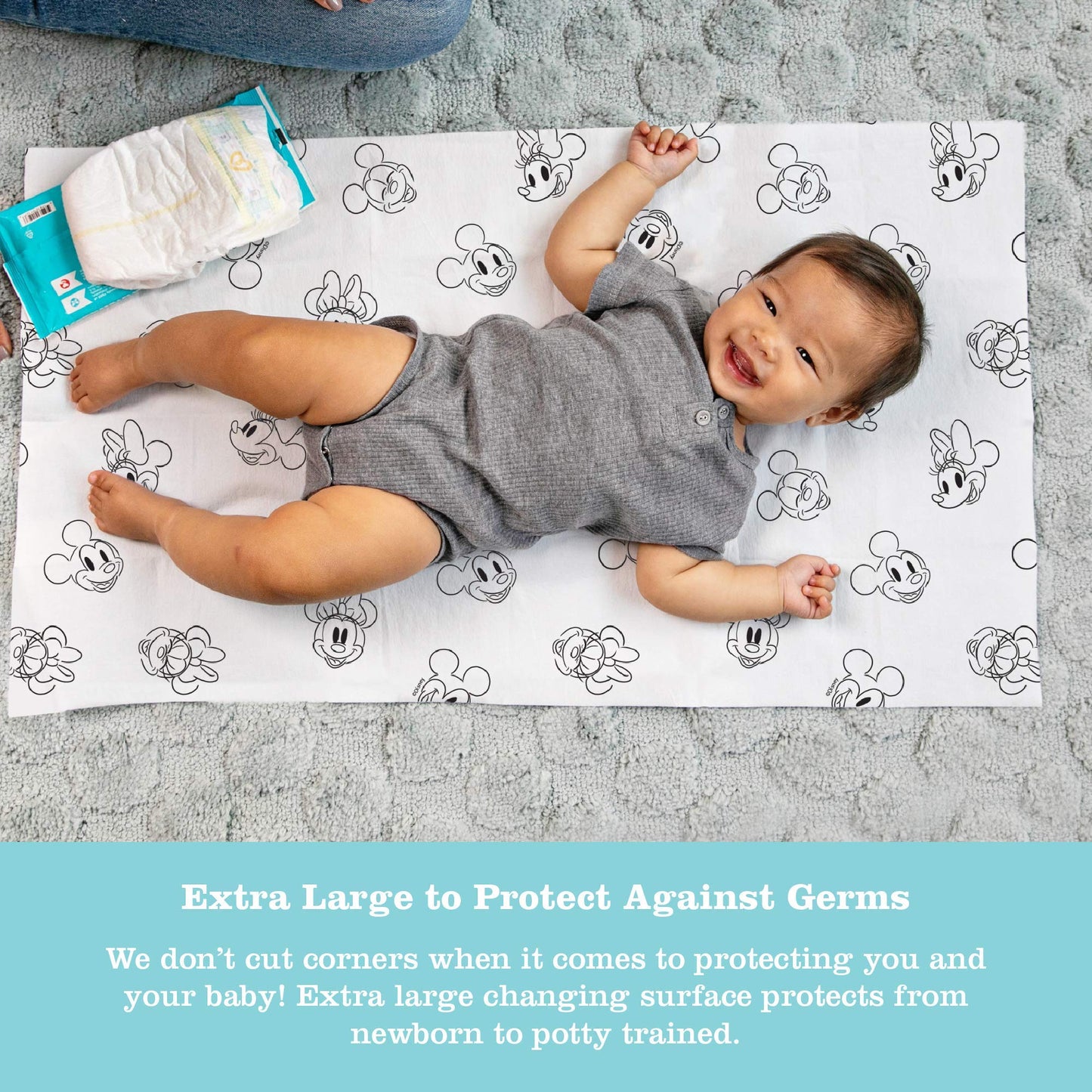 Disney Baby By J.L. Childress Disposable Changing Pads For Baby - Disney Travel Essential - Diaper Changing Table Liners - Dispo