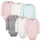 Gerber Baby Girls 6-Pack Long-Sleeve Onesies Bodysuits, Home, 3-6 Months